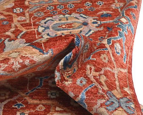 12 Ft Rust Aryana Afghan Hand Knotted Veg Dye Wool Runner Rug